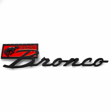 Bronco Sport Script Fender Emblem + Clips | Black | 67-77 Ford Bronco